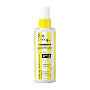 SunScoop Hydrating Face & Body Fluid Sunscreen Spray SPF 60 PA++++ | Water Resistant With Zinc Oxide, Broad Spectrum, No White Cast, Non-Comedogenic Quick Absorbing | For Men & Women-125ml